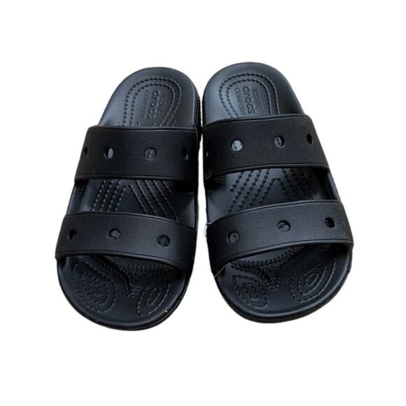 CROCS Classic Double Strap Slide Sandals Black Little Kids Size 1 New - Picture 1 of 6
